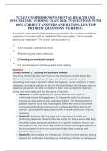 NCLEX COMPREHENSIVE MENTAL HEALTH AND  PSYCHIATRIC NURSING EXAM 2024&colon; 75 QUESTIONS WITH  100&percnt; CORRECT ANSWERS AND RATIONALES&period; TOP  PRIORITY QUESTIONS &lpar;VERIFIED&rpar; 