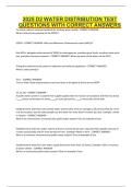 2025 D2 WATER DISTRIBUTION TEST QUESTIONS WITH CORRECT ANSWERS 2025&sol;2026