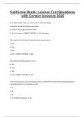 California Dealer License Test Questions with Correct Answers 2025