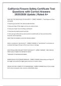 California Firearm Safety Certificate Test  Questions with Correct Answers  2025&sol;2026 Update &vert; Rated A&plus;