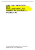 GOLD COAST  REAL ESTATE REAL EXAM 100 QUESTIONS AND ANSWERS 2023-2024 UPDATE A GRADED NEW