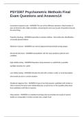 PSY3307 Psychometric Methods Final Exam Questions and Answers