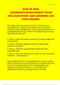 EVOLVE HESI  LEADERSHIP&sol;MANAGEMENT EXAM  2026 QUESTIONS AND ANSWERS&vert; ACE  YOUR GRADES&period;