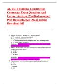AL BC-B Building Construction  Contractor Exam Questions And  Correct Answers &lpar;Verified Answers&rpar;  Plus Rationale2026 Q&A&vert; Instant  Download Pdf 