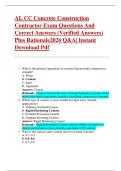 AL CC Concrete Construction  Contractor Exam Questions And  Correct Answers &lpar;Verified Answers&rpar;  Plus Rationale2026 Q&A&vert; Instant  Download Pdf  