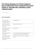 Test-Taking Strategies for Clinical Judgment EXAM QUESTIONS WITH COMPLETE SOLUTION GUIDE &lpar;A&plus; GRADED 100&percnt; VERIFIED&rpar; LATEST VERSION 2025&excl;&excl;