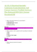 AL EL-S Electrical Specialty  Contractor Exam Questions And  Correct Answers &lpar;Verified Answers&rpar;  Plus Rationale2026 Q&A&vert; Instant  Download Pdf 