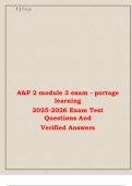 A&P 2 module 3 exam - portage  learning  2025-2026 Exam Test  Questions And  Verified Answers