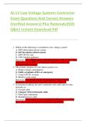 AL LV Low Voltage Systems Contractor  Exam Questions And Correct Answers  &lpar;Verified Answers&rpar; Plus Rationale2026  Q&A&vert; Instant Download Pdf 
