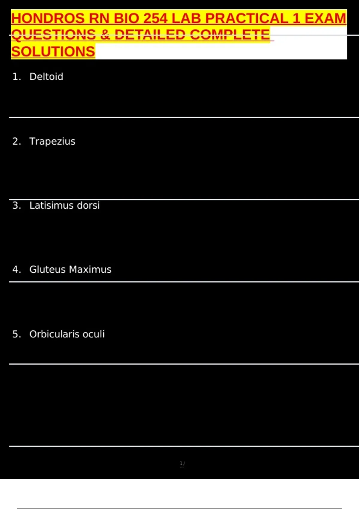 HONDROS RN BIO 254 LAB PRACTICAL 1 EXAM QUESTIONS & DETAILED COMPLETE ...