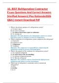 AL REF Refrigeration Contractor  Exam Questions And Correct Answers  &lpar;Verified Answers&rpar; Plus Rationale2026  Q&A&vert; Instant Download Pdf 