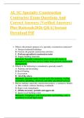 AL SC Specialty Construction  Contractor Exam Questions And  Correct Answers &lpar;Verified Answers&rpar;  Plus Rationale2026 Q&A&vert; Instant  Download Pdf 