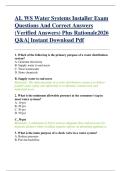 AL WS Water Systems Installer Exam  Questions And Correct Answers  &lpar;Verified Answers&rpar; Plus Rationale2026  Q&A&vert; Instant Download Pdf 