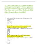 AL WW Wastewater Systems Installer  Exam Questions And Correct Answers  &lpar;Verified Answers&rpar; Plus Rationale2026  Q&A&vert; Instant Download Pdf
