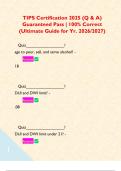 TIPS Certification 2025 &lpar;Q & A&rpar; Guaranteed Pass &vert; 100&percnt; Correct &lpar;Ultimate Guide for Yr&period; 2026&sol;2027&rpar;  