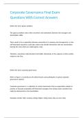 Corporate Governance Final Exam Questions With Correct Answers 