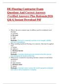 DE Flooring Contractor Exam  Questions And Correct Answers  &lpar;Verified Answers&rpar; Plus Rationale2026  Q&A&vert; Instant Download Pdf 