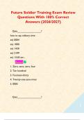 Future Soldier Training Exam Review Questions With 100&percnt; Correct Answers &lpar;2026&sol;2027&rpar;     