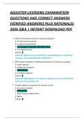 ADJUSTER LICENSING EXAMINATION  QUESTIONS AND CORRECT ANSWERS  &lpar;VERIFIED ANSWERS&rpar; PLUS RATIONALES  2026 Q&A &vert; INSTANT DOWNLOAD PDF