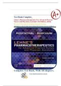 Test Bank Complete&lowbar; Lehne's Pharmacotherapeutics for Advanced Practice Nurses and Physician Assistants &lpar;3rd Edition&comma; 2024&rpar; By Rosenthal&vert; All Chapters 1&ndash;94 with Detailed Answers&vert; Grade A&plus;