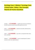 Sociology Exam 1 &lpar;Bailey&rpar; &sol; Sociology Exam  1 Study Guide &vert; Bailey &vert; Key Concepts&comma;  Theories & Practice Questions