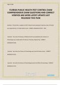 FLORIDA PUBLIC HEALTH PEST CONTROL EXAM COMPREHENSIVE EXAM QUESTIONS AND CORRECT VERIFIED ANS WERS LATEST UPDATE JUST RELEASED THIS YEAR