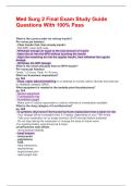 Med Surg 2 Final Exam Study Guide Questions With 100&percnt; Pass