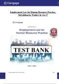 Test Bank for Employment Law for Human Resource Practice&comma; 7th Edition Author&colon;David J&period; Walsh &vert; All Chapters 1-17 Covered&vert; Complete Guide 2025