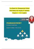 TEST BANK For Management Global&comma; 15th Edition By Stephen P&period; Robbins&comma; Verified Chapters 1 - 18&comma; Complete Newest Version