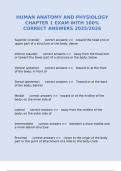 HUMAN ANATOMY AND PHYSIOLOGY CHAPTER 1 EXAM WITH 100&percnt; CORRECT ANSWERS 2025&sol;2026