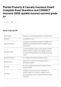 Florida Property & Casualty Insurance Exam&vert; Complete Exam Questions and CORRECT Answers&vert; &lpar;2025 update&rpar; Assured success&vert; grade A&plus;