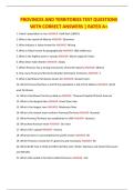 PROVINCES AND TERRITORIES TEST QUESTIONS WITH CORRECT ANSWERS &vert; RATED A&plus;