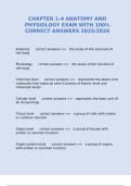 Chapter 1-4 Anatomy and Physiology exam with 100&percnt; correct answers 2025&sol;2026
