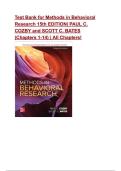 Test Bank for Methods in Behavioral Research 15th EDITION&vert; PAUL C&period; COZBY and SCOTT C&period; BATES &lpar;Chapters 1-14&rpar; &vert; All Chapters&excl; QUESTIONS AND CORRECT ANSWERS &lpar;100&percnt; VERIFIED&rpar;&vert; 2025&sol;2026
