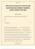 APHY 101 Final Exam IVY TECH ALL 500 QUESTIONS AND CORRECT ANSWERS LATEST UPDATE THIS YEAR
