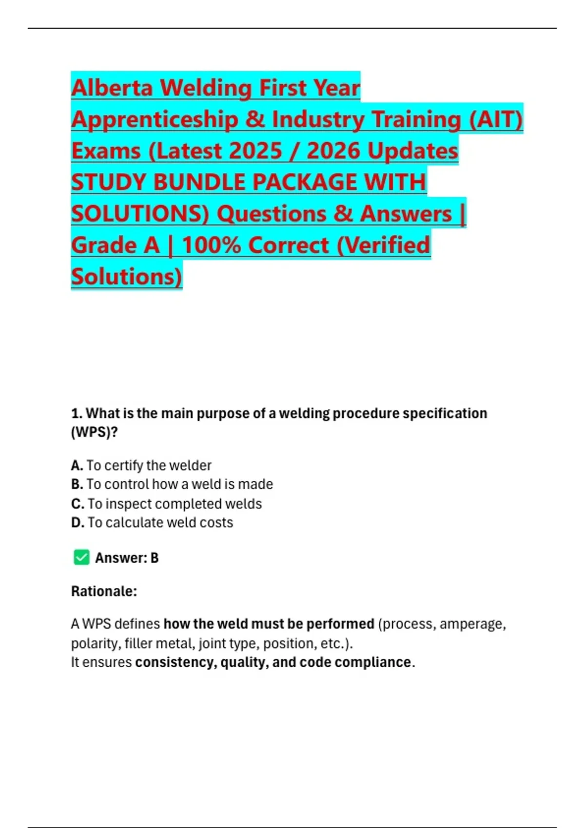 Alberta Welding First Year Apprenticeship & Industry Training (AIT ...