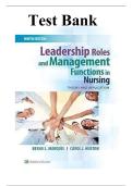 Test Bank For Leadership Roles and Management Functions in Nursing&colon; Theory and Application 9th Edition by Bessie L&period; Marquis&vert;&vert;ISBN NO&colon;10&comma;1496349792&vert;&vert;ISBN NO&colon;13&comma;978-1496349798 All Chapters Fully Covered Complete Guide A&plus;&vert;&vert;NEWEST VERSION&vert;&vert;&period;