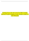 Roofing Exam with All Correct & 100&percnt; Verified Answers&vert; Actual Complete Exam&vert; Already Graded A&plus; &lpar;Just Released&rpar;
