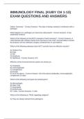 IMMUNOLOGY FINAL &lpar;KUBY CH 1-13&rpar; EXAM QUESTIONS AND ANSWERS