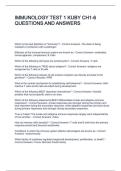 IMMUNOLOGY TEST 1 KUBY CH1-6 QUESTIONS AND ANSWERS