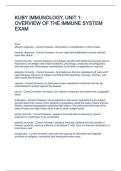 KUBY IMMUNOLOGY&comma; UNIT 1 OVERVIEW OF THE IMMUNE SYSTEM EXAM QUESTIONS WITH COMPLETE SOLUTIONS