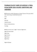 PHARMACOLOGY NURS 251 MODULE 4 FINAL EXAM PAPER 2026 SOLVED QUESTIONS AND ANSWERS