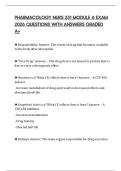 PHARMACOLOGY NURS 251 MODULE 6 EXAM 2026 QUESTIONS WITH ANSWERS GRADED A&plus;