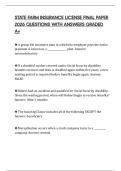 STATE FARM INSURANCE LICENSE FINAL PAPER 2026 QUESTIONS WITH ANSWERS GRADED A&plus;