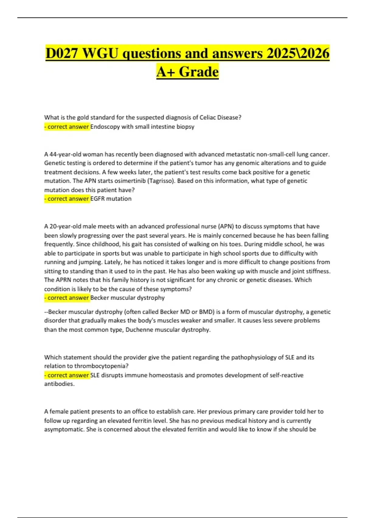 WGU D027 – Verified Questions & Correct Detailed Answers | Latest A+ ...