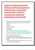 California Certified Hydrogeologist &lpar;CHG&rpar; Exam With Actual Questions & Verified Answers&comma; Plus Explained Rationales&sol;Expert Verified For Guaranteed Pass 2026&sol;Latest Updated&sol;Instant Download Pdf