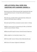 USPS 421 POSTAL FINAL PAPER 2026 QUESTIONS WITH ANSWERS GRADED A&plus;