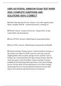 USPS 421 POSTAL WINDOW EXAM TEST PAPER 2026 COMPLETE QUESTIONS AND SOLUTIONS 100&percnt; CORRECT
