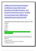California Environmental Engineer Certification Exam With Actual Questions & Verified Answers&comma; Plus Explained Rationales&sol;Expert Verified For Guaranteed Pass 2026&sol;Latest Updated&sol;Instant Download Pdf