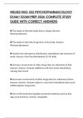 WILKES NSG 552 PSYCHOPHARMACOLOGY EXAM 1 EXAM PREP 2026 COMPLETE STUDY GUIDE WITH CORRECT ANSWERS